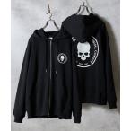 パーカー SCHOOL OF VISUAL COMEDY PRINTED FULL ZIP SWEAT HOODIE / スカルモチーフ ワンポイント