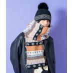 ショッピングＺＡＫＫＡ マフラー ストール an meets zakka ネイティブ柄クラッシュフリンジスクエアウールニットマフラー(27cm×160cm)