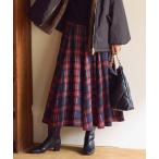 スカート モールチェックウールリブスカート