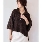 ニット セーター 予約「キャッチーな編地」ラメノット2wayタートル レディース