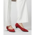 パンプス カットワークレザーポインテッドローヒール