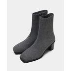 ショッピングニットブーツ ブーツ 撥水ニットフレックスヒールスクエアトゥブーツ レディース