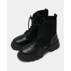 ショッピングレースアップ ブーツ ストレッチニット使いレースアップブーツ レディース