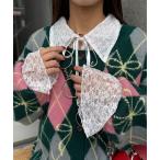 ショッピングリボン ブラウス シャツ 襟付きレースリボンカーディガン レディース