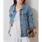 デニムジャケット gジャン Q.anos/ストレッチ袖リブデニムジャケット レディース