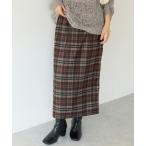 スカート 起毛チェックナロースカート