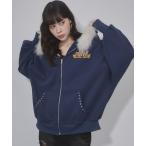 ショッピングスタッズ パーカー フードファースタッズジップパーカー レディース