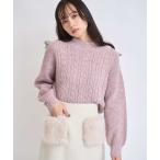 ニット セーター スパンコールラメケーブルニット レディース