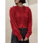カーディガン 「人気」チュールフリルニットカーデ レディース