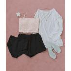水着 4点セット/長袖トップス付シャーリングビキニ×ショートパンツ/水着 レディース
