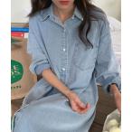 ブラウス シャツ デニムシャツワンピ−ス レディース