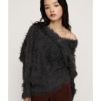 ニット セーター BIG SHAGGY BUTTON RIB TOPS ビッグ シャギー ボタン リブトップス 秋服 冬服 レディース