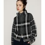 ショッピング秋 カーディガン JQ KNIT FRONT ZIP C/D ジャガードニット フロントジップ カーディガン 秋服 冬服 レディース
