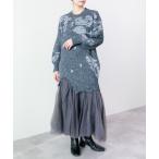 ワンピース チュールドッキングニットワンピース