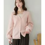 カーディガン 「見た目以上の暖かさ」ベロアモールVネックカーディガン レディース