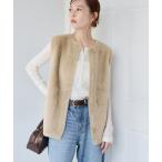 ベスト ジレ 「WEB限定追加3」ダブルフェイスフェザークルーネックベスト レディース