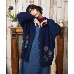 カーディガン Calle de Bordadores フラワーモチーフニットカーディガン レディース