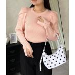 ニット セーター 袖パールパフスリーブリブニット レディース