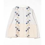 ショッピングカーデ カーディガン EMAGO 切替え花刺繍カーデ レディース