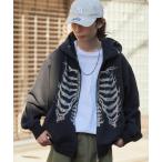 パーカー SUPPLIER/サプライヤー Fire Skeleton Rhinestone Zip Hoodie ラインストーン スカルデザイン ジッ