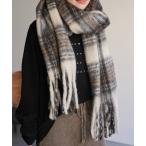 マフラー ストール チェック大判フリンジマフラー レディース