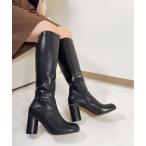 ブーツ lus. オブリークトゥロングブーツ レディース