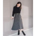 スカート 2025秋冬新作 ビット付きベルトフレアスカート