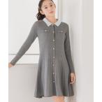 ショッピングニットワンピース ワンピース 2025秋冬新作 襟付きケーブルミニニットワンピース