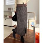 スカート グレンチェック柄 フロントジップスカート