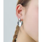 ショッピングハート ピアス スリム ハート プレート ピアス レディース