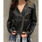 ショッピングレザージャケット レザージャケット ライダース ヴィンテージ加工合皮レザーライダースジャケット レディース