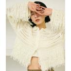 ショッピングフリンジ ニット セーター 透かし編みフリンジポロニットトップス レディース
