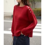 ニット セーター 肩ボタン変形リブニットプルオーバー レディース