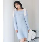 ワンピース リボンショルダーオフショルニットワンピース