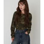 tシャツ 迷彩ワッフルヘンリーTシャツ レディース