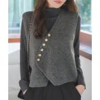 ショッピングジレ ベスト ジレ ゴールドボタンニットベスト レディース