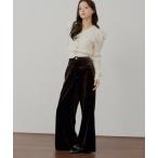 パンツ 「SALON by Chico/セットアップ対応」金釦ベロアスラックスパンツ レディース