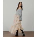 スカート 「SALON by Chico」ランダムチュールフレアスカート