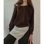 tシャツ 肩リボンデザインオフショルダートップス レディース