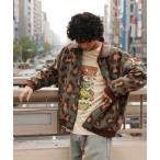 ショッピングカバーオール カバーオール HOOK -original-　レトロ古着風 PU襟レオパード調メルトン風ジャケット メンズ レディース