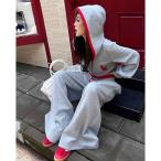 セットアップ 配色ショートパーカー×パンツセットアップ レディース