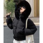 ダウンコート ダウンジャケット エコファーフード付き中綿ダウンジャケット レディース