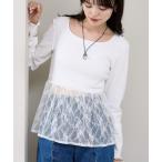 ショッピングＴシャツ tシャツ レースドッキングロンT レディース