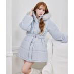 コート アウター フード付きミドルフェイクダウンコート レディース