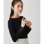 ショッピングレース ニット セーター 「手洗い可／袖口レース」ハイゲージのコンパクトニット レディース