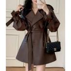 トレンチコート コート ショート丈レザートレンチコート レディース