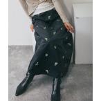 ショッピングロングスカート スカート フラワー刺繍ベロアロングスカート