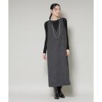 ワンピース ツイードIラインワンピース×シアーリブニットセット