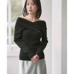 ニット セーター クロスリブオフショルダーニット レディース