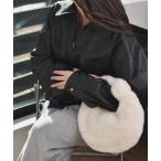 ショッピングモコモコ ハンドバッグ 「float」モコモコ フェイクファーハーフムーン ハンドバック (チャック付き)「6色展開」